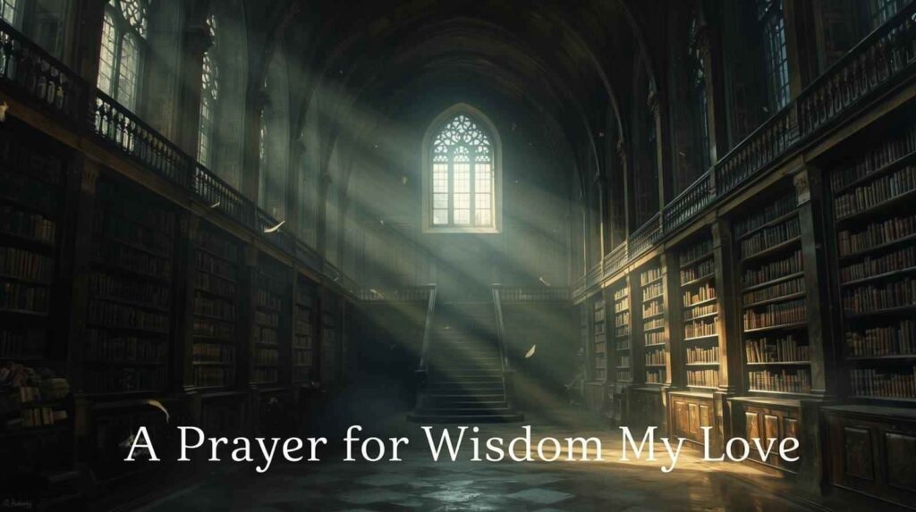 Library with morning sunlight representing wisdom prayer for my love