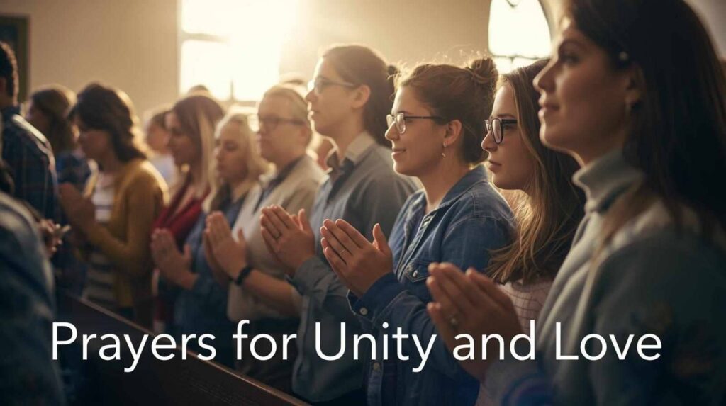 Church members holding hands in prayer – Prayers for Unity and Love